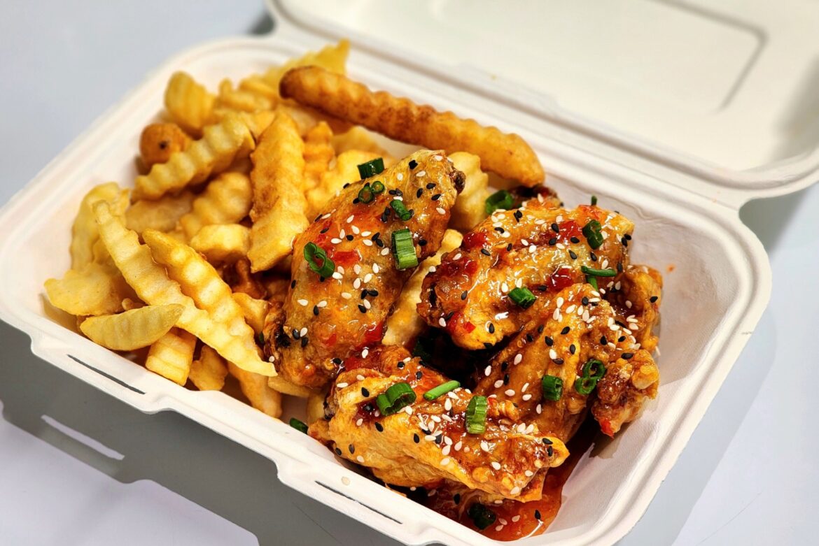 Sweet Chili Wings with Fries