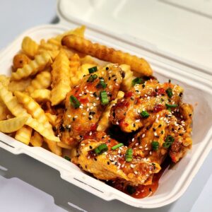 Sweet Chili Wings with Fries