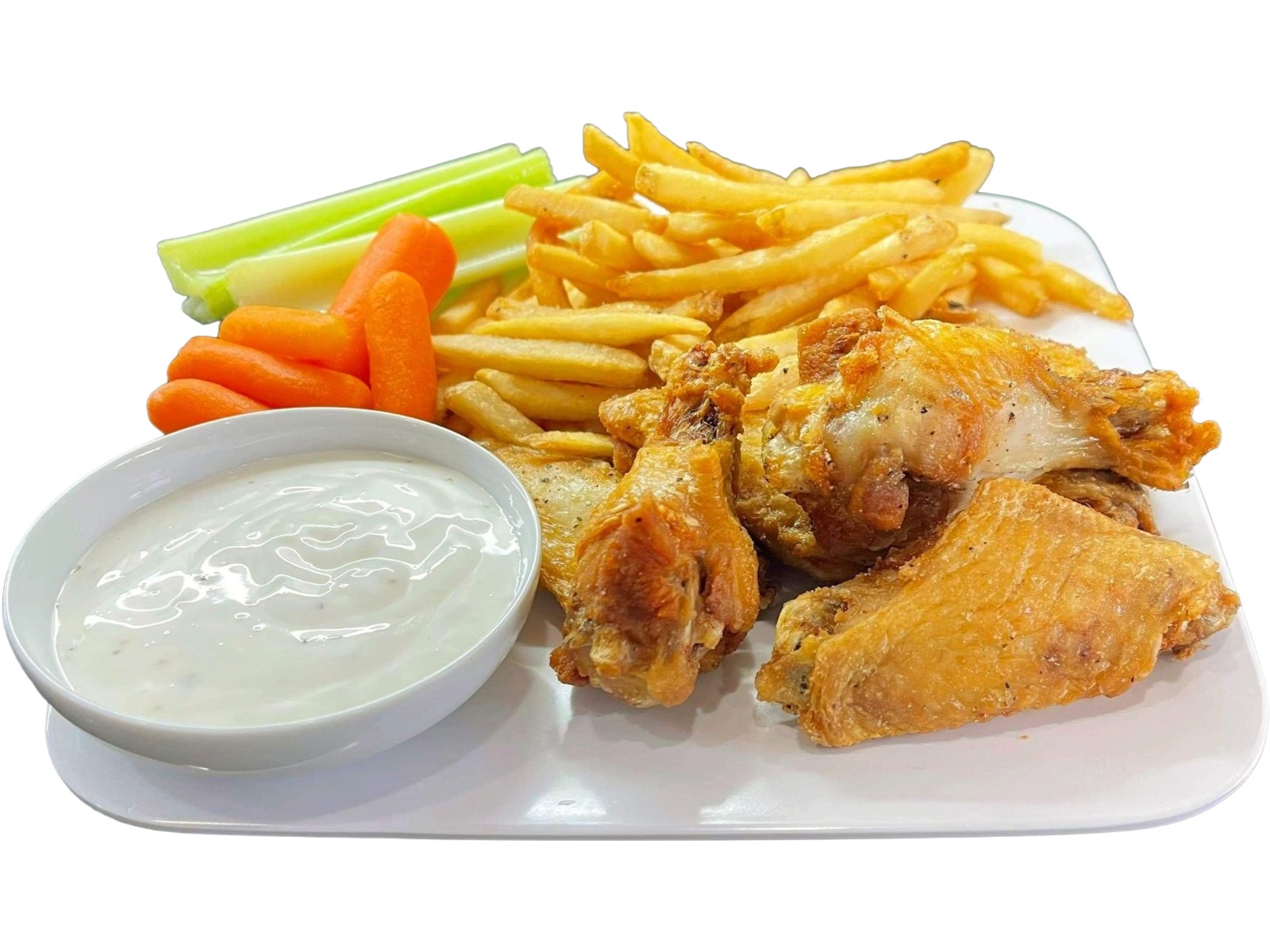 Salt and Pepper Wings with Fries